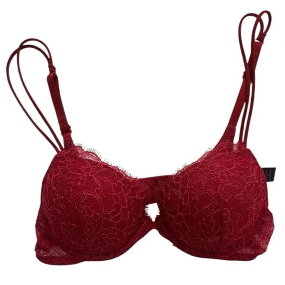 La Perla Stretch Lace Underwire Push Up Bra Burgundy Size 32 B